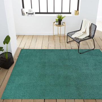 Haze Solid Low-pile Area Rug Emerald